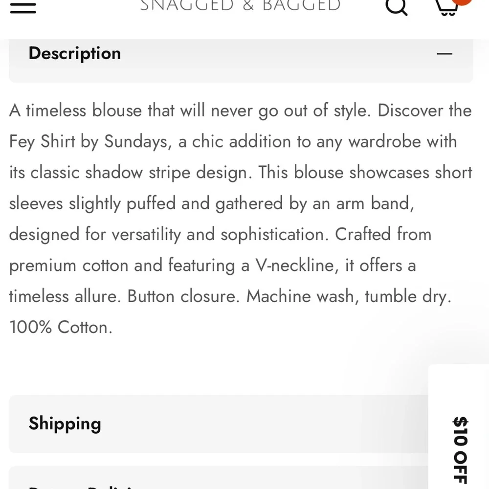 NWOT Sundays Fey Shirt - Picture 6 of 7